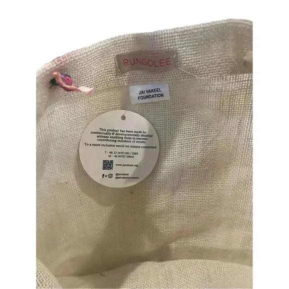 NWT Rungolee Women's Pom Pom Bag Pink Multi Canvas Tote Bag - Picture 6 of 12